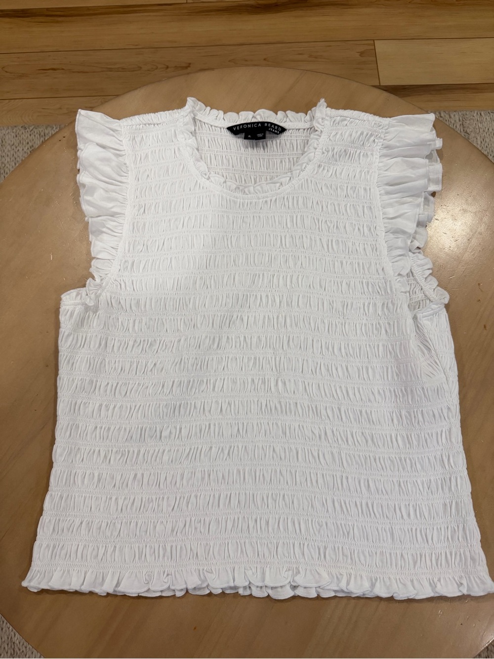 Veronica Beard women’s White Smocked Ruffle Sleeve Camisole